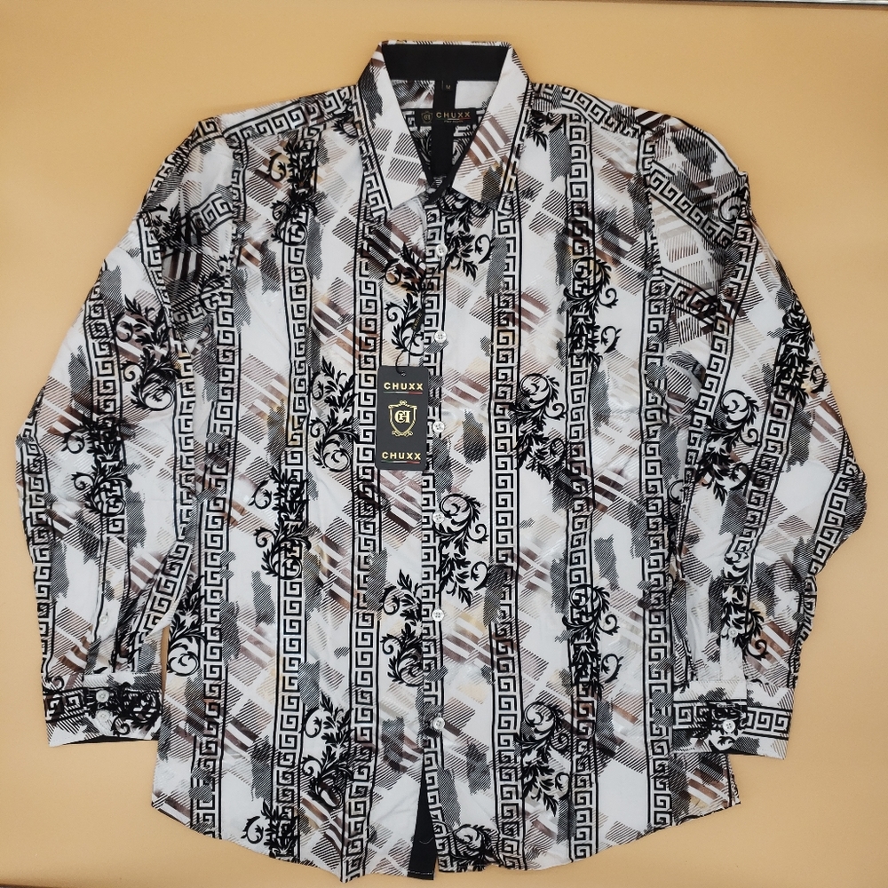 NWT Chuxx 2014 Mens Long Sleeve Button Down Shirt - White. M, L, XL, XXL